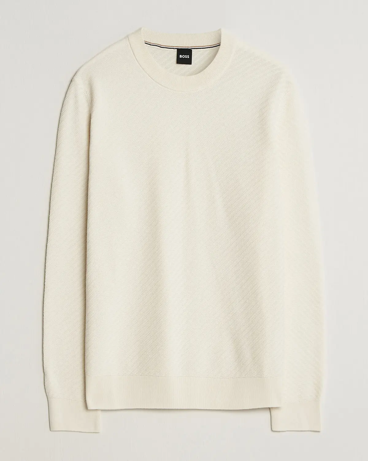 BOSS BLACK Lofranco Structured Knitted Sweater Open White