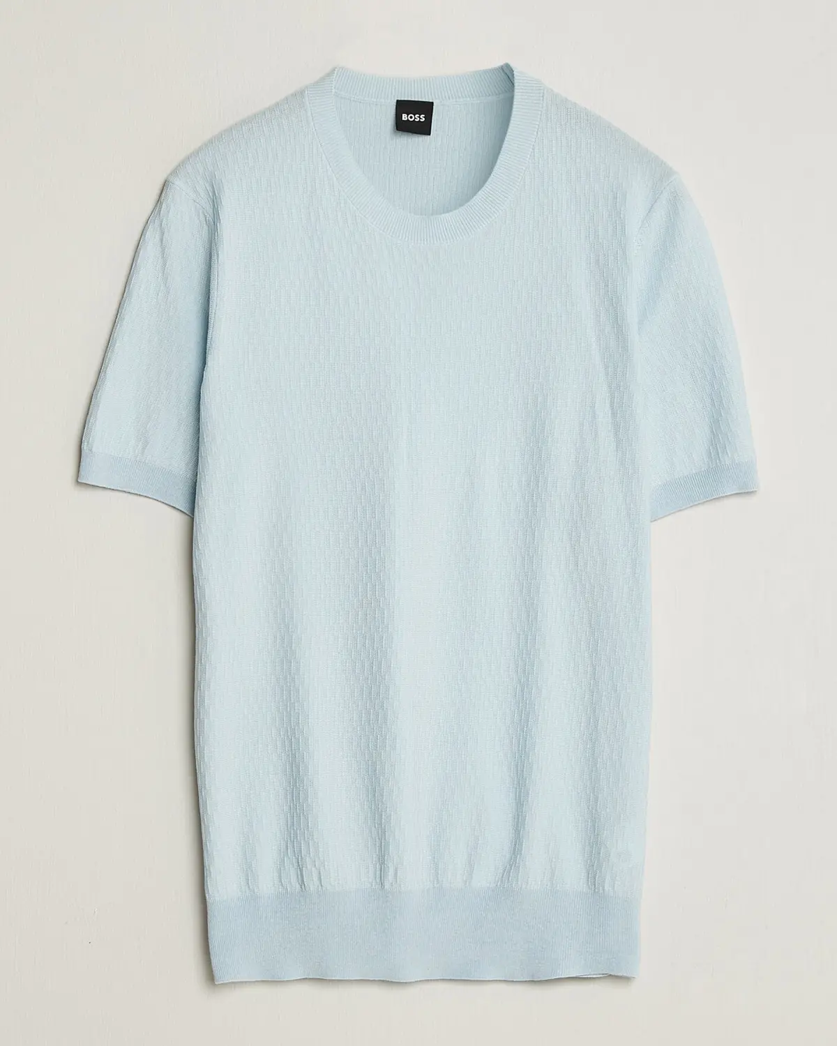 BOSS BLACK Laruso Structured Knitted T-Shirt Open Blue