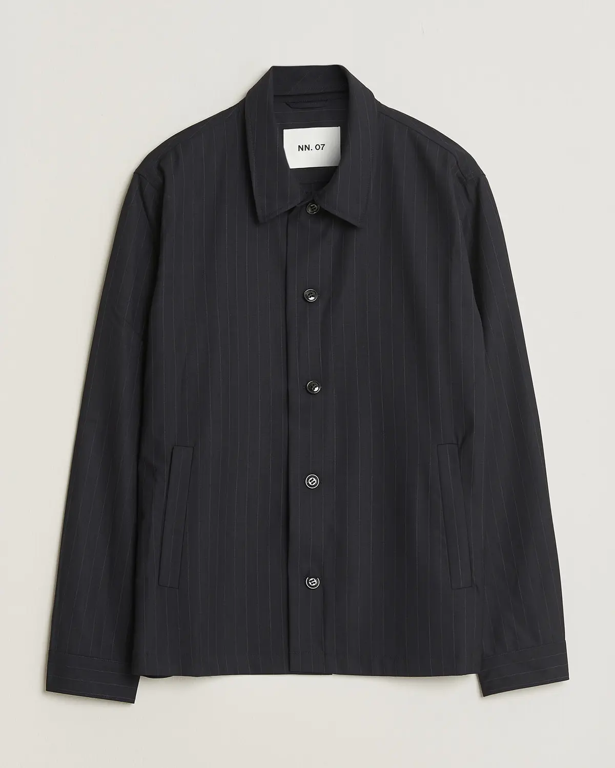 NN07 Zander Pinstriped Overshirt Navy Blue