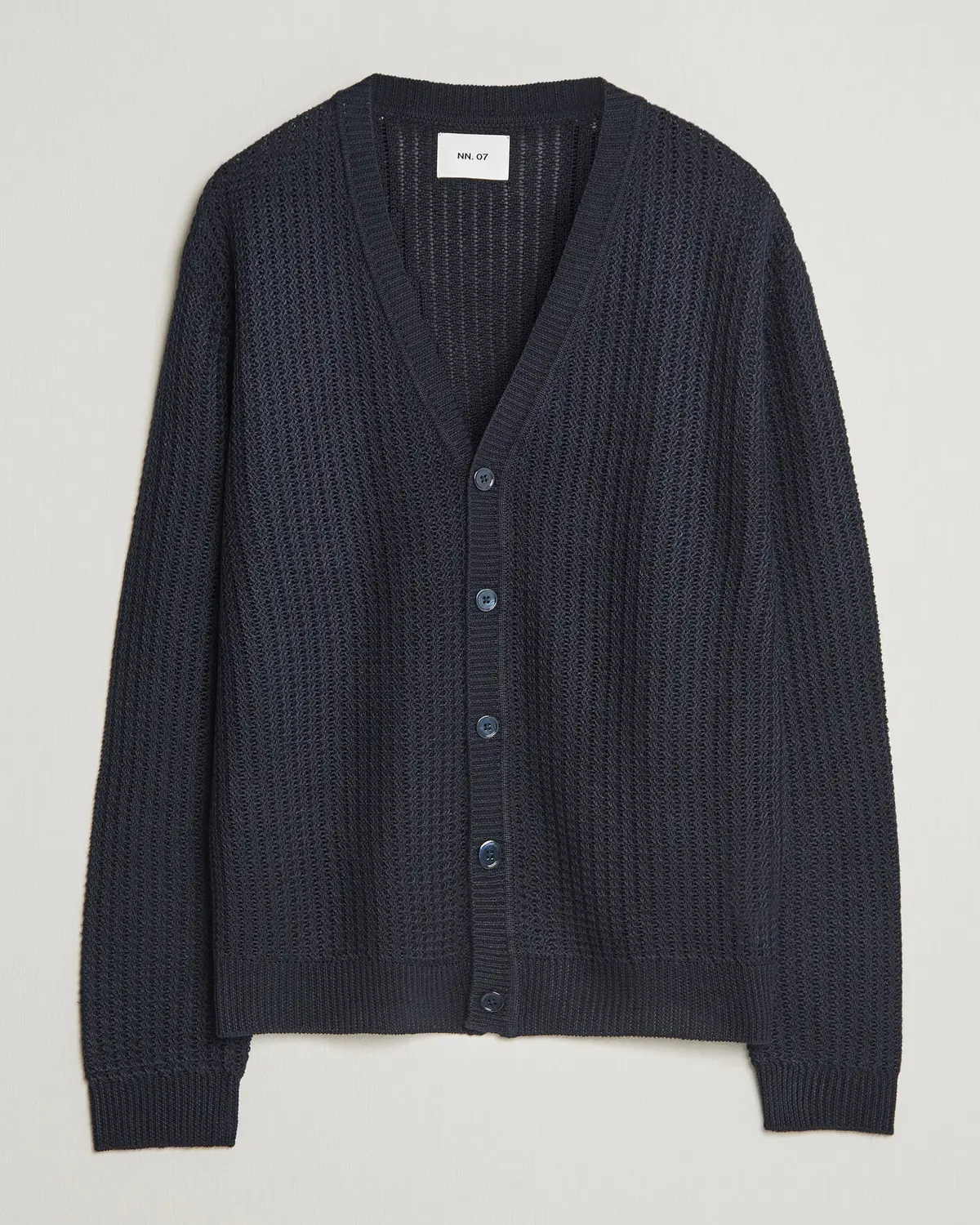 NN07 Tim Linen Knitted Cardigan Navy Blue