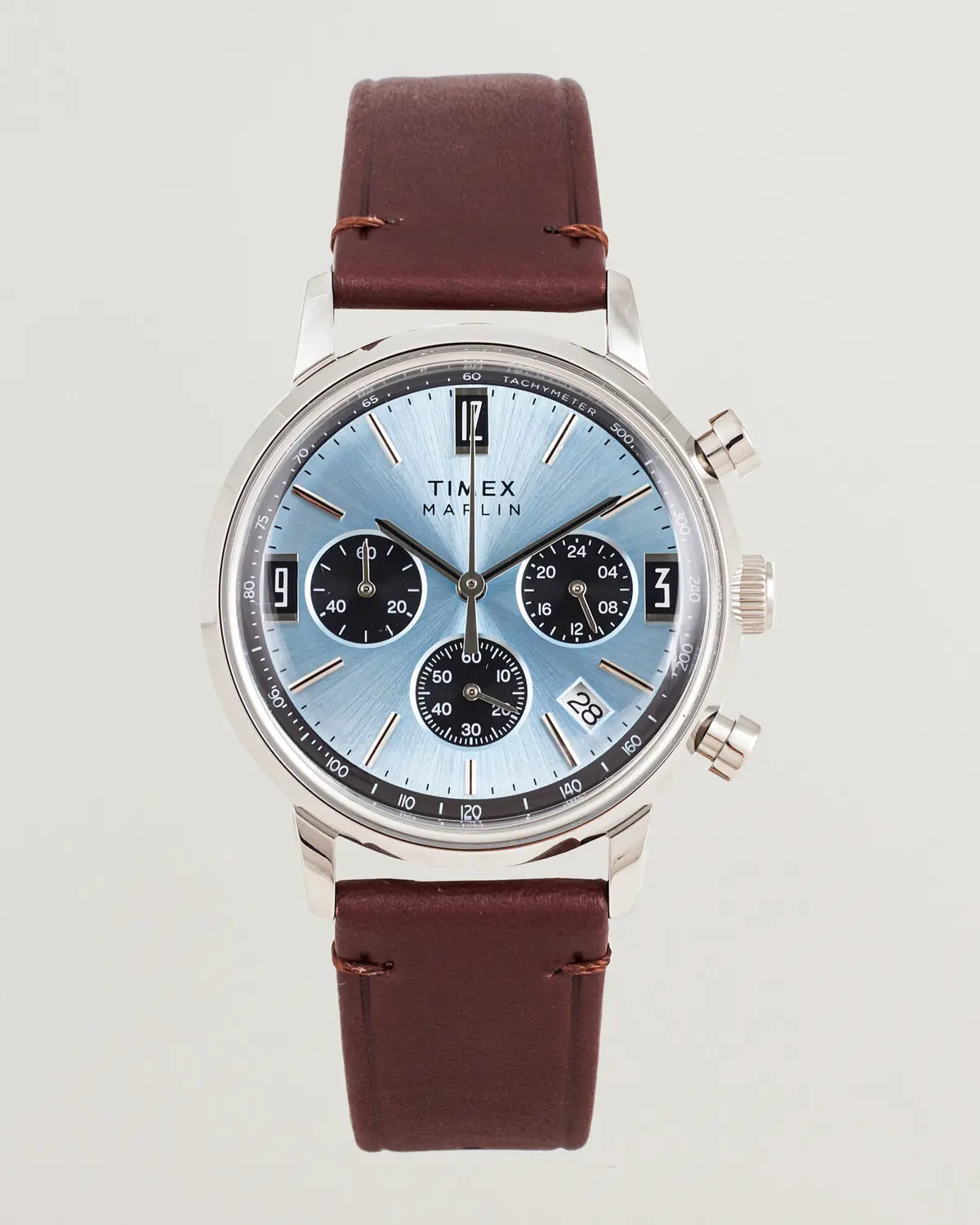 Timex Marlin Quartz Chronograph Leather 40mm Ice Blue Dial
