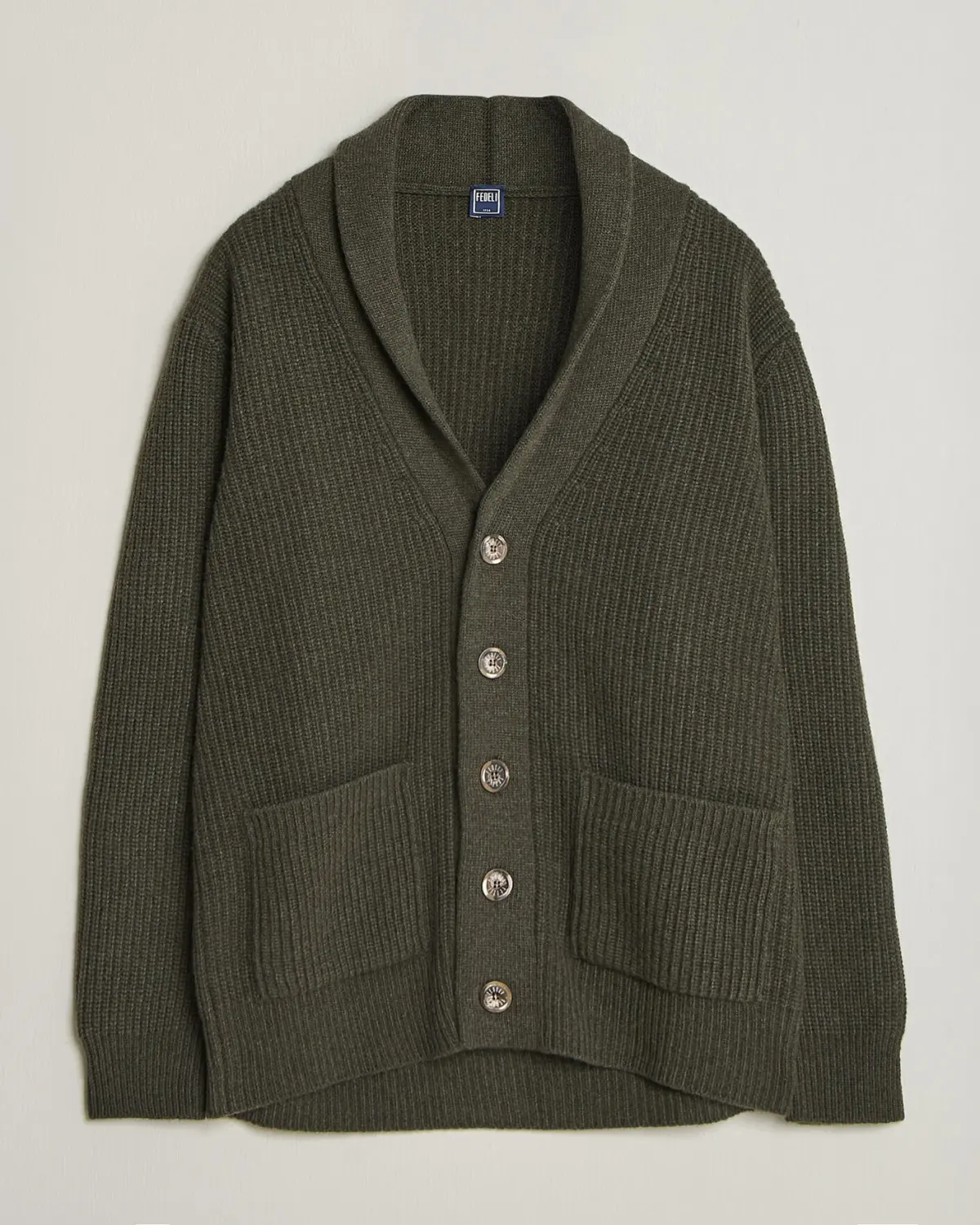 Fedeli Wool/Cashmere Shawl Cardigan Forest Green