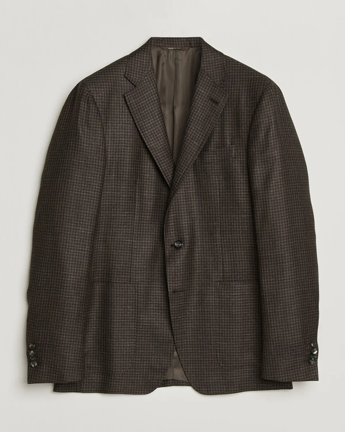 Canali Kei Houndstooth Flannel Blazer Dark Brown