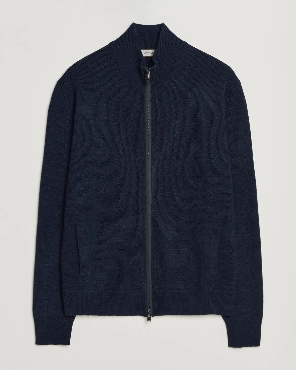 Canali Wool/Cashmere Full Zip Cardigan Navy