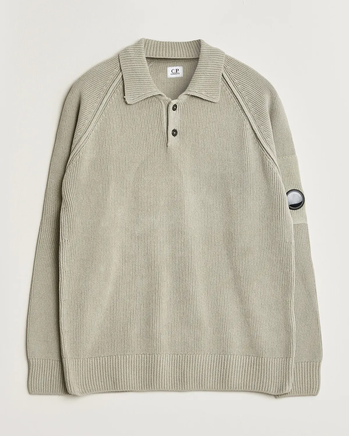 C.P. Company Cotton Chenille Polo Collar Light Grey