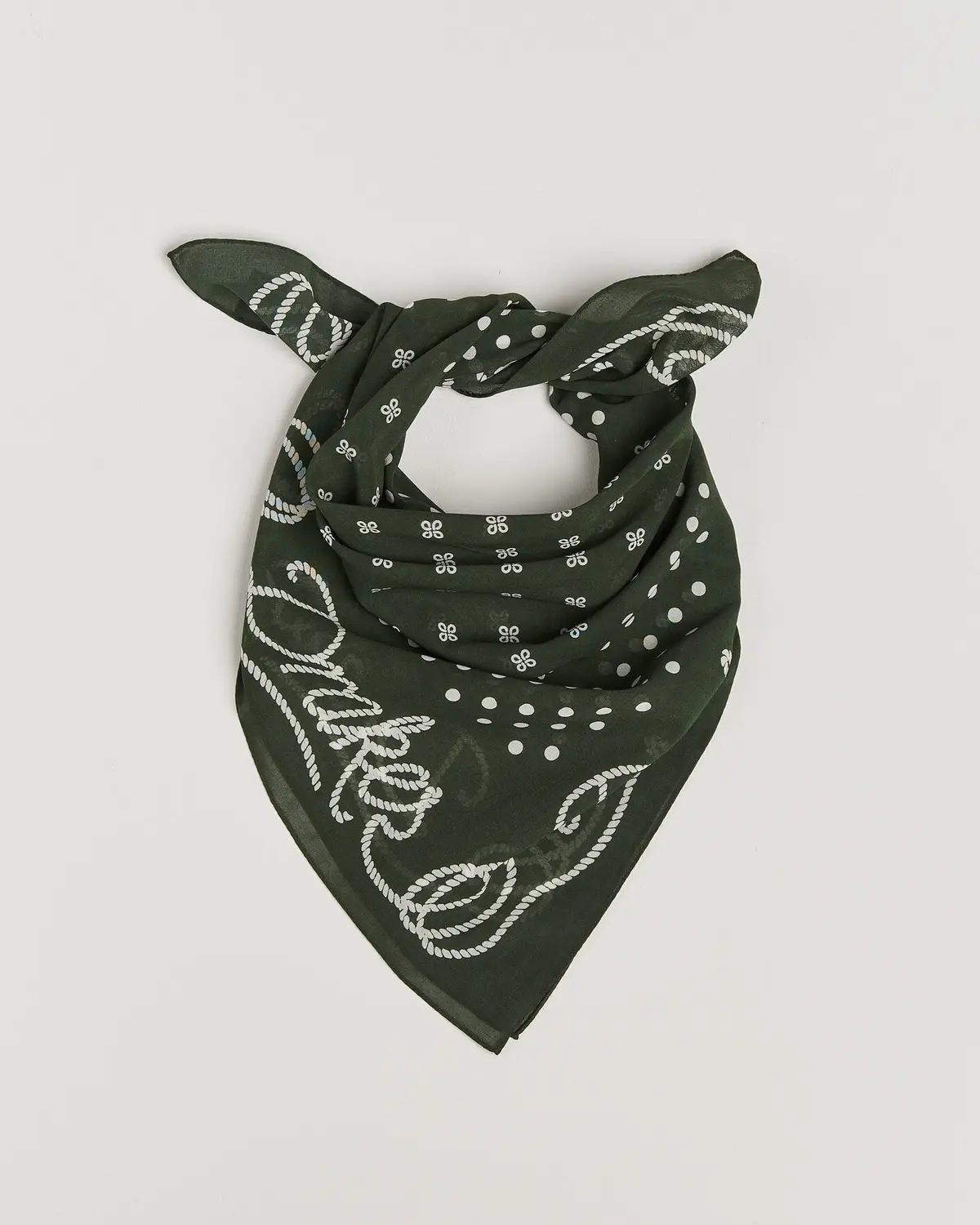 Drake's Rope Border Cotton Bandana Green