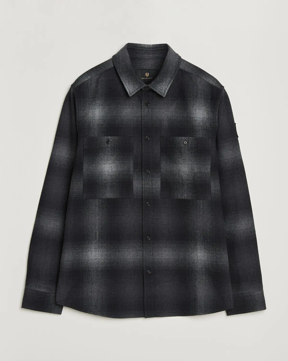 Belstaff Outpost Cotton Flannel Checked Overshirt Black