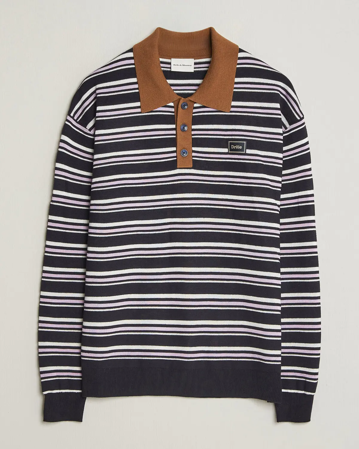 Drôle de Monsieur Striped Knitted Rugger Navy Multi