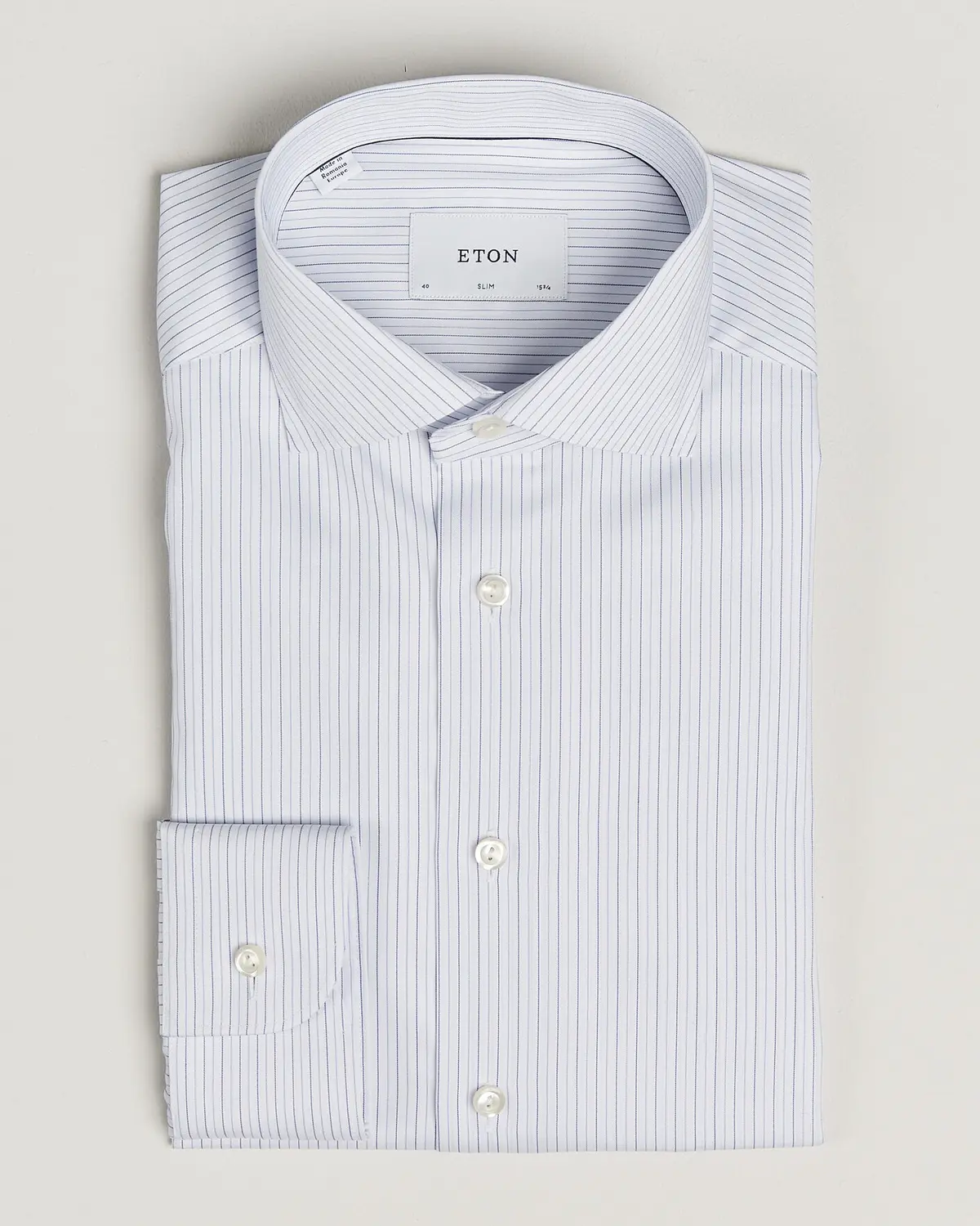 Eton Slim Fit Fine Twill Striped Shirt Light Blue