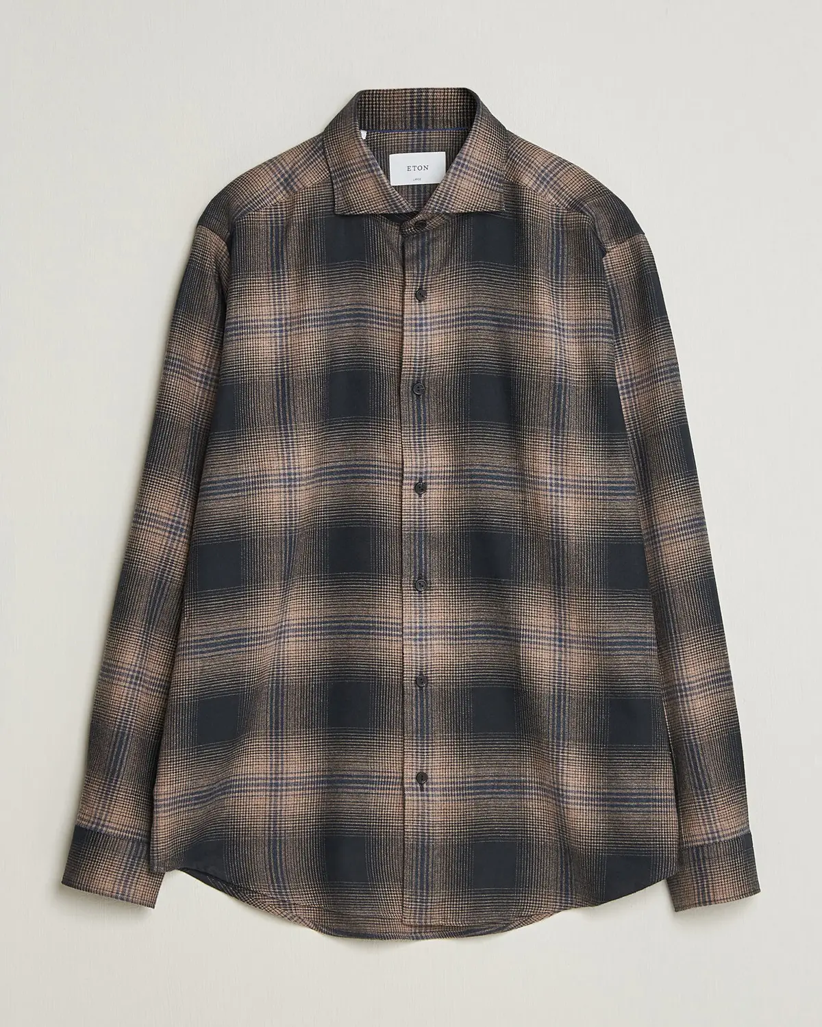 Eton Casual Fit Checked Flannel Shirt Navy Blue