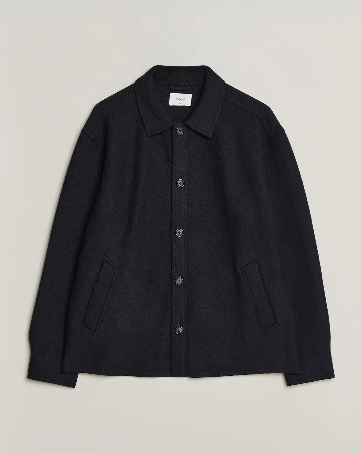 Eton Boiled Wool Shirt Jacket Navy Blue