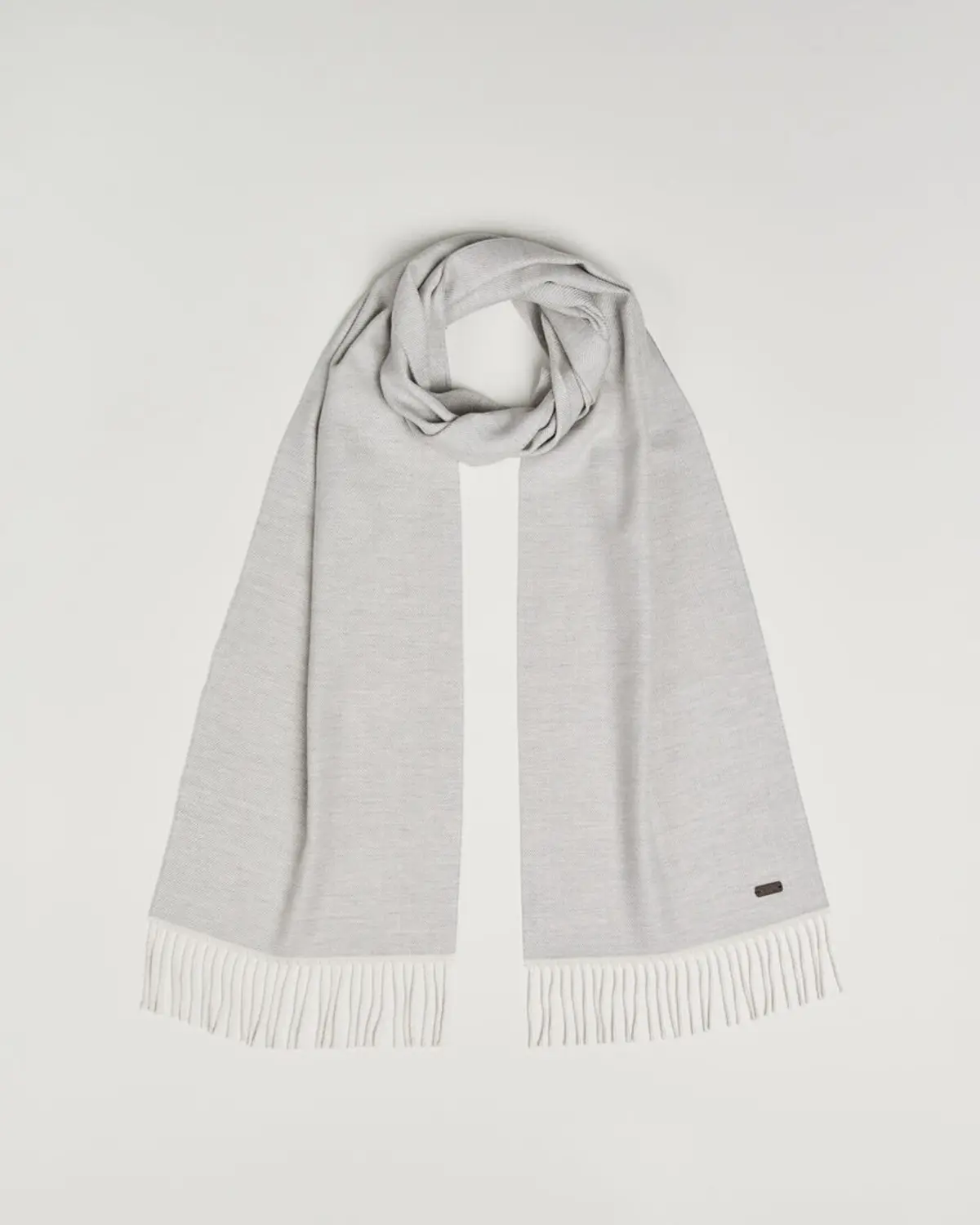 Eton Twill Merino Wool Scarf Light Grey