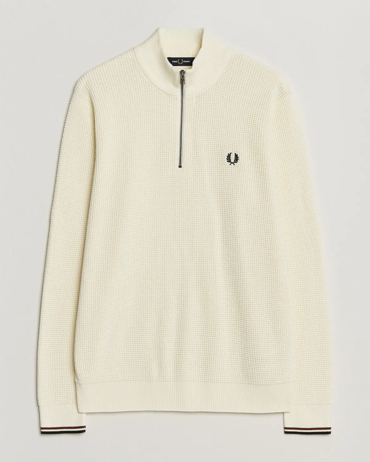 Fred Perry Waffle Stitch Half Zip Ecru