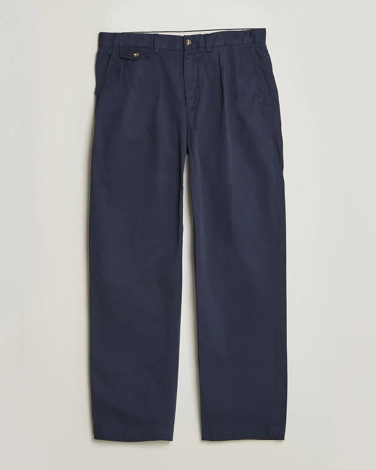 Gant Relaxed Fit Pleated Cotton Twill Pants Evening Blue