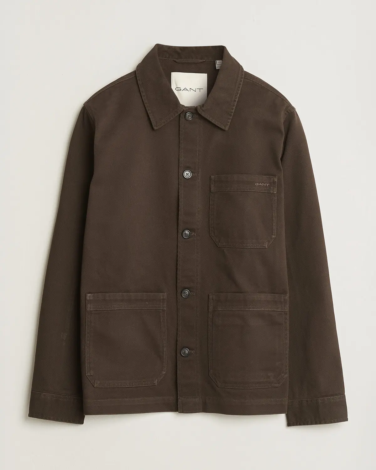Gant Regular Fit Brushed Twill Overshirt Black Brown