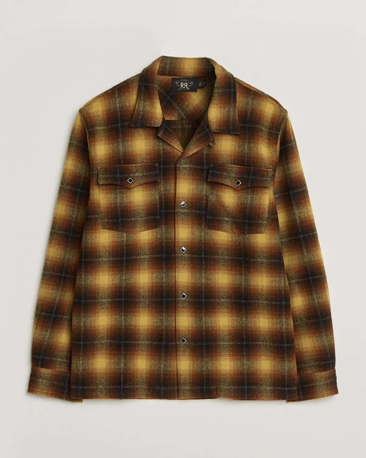 RRL Jesse Plaid Camp Shirt Orange/Yellow