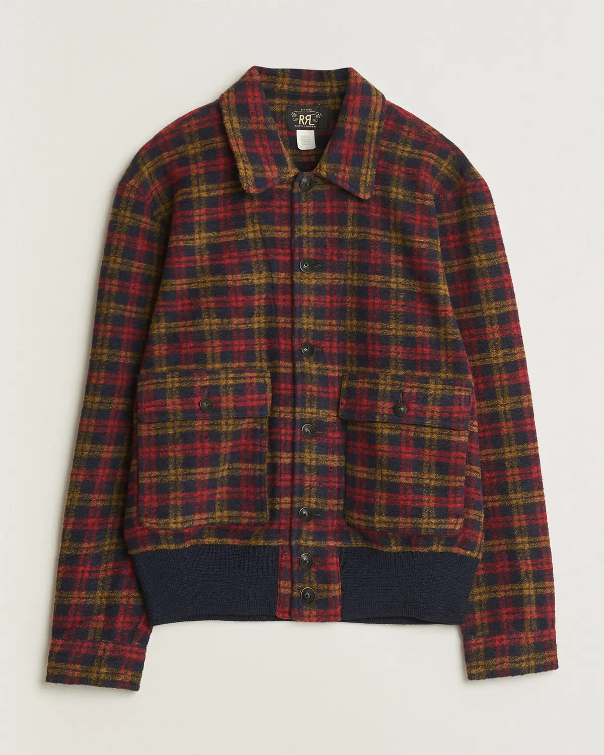 RRL Knit Bomber Jacket Red Multi