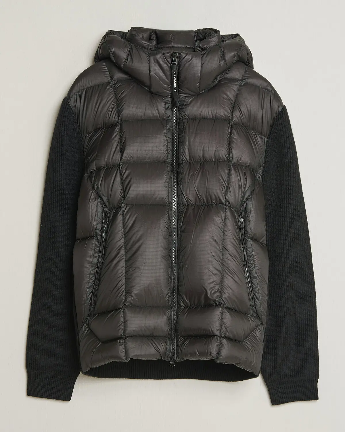 C.P. Company Merino Wool Padded Hybrid Hood Jacket Black