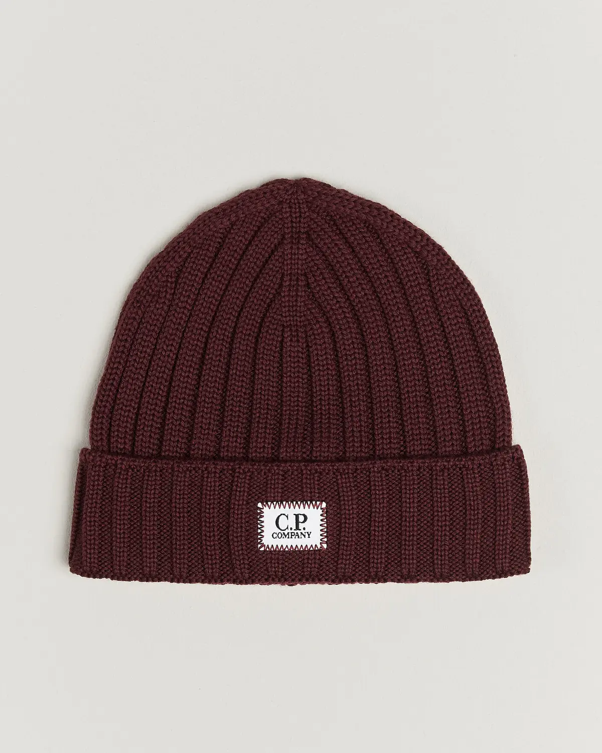C.P. Company Extra Fine Merino Rib Knitted Hat Burgundy