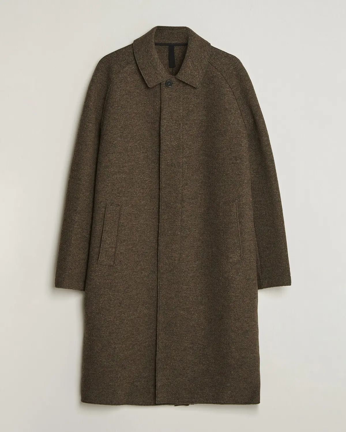 Harris Wharf London Boiled Wool Fly Front Balmacan Coat Brown/Green