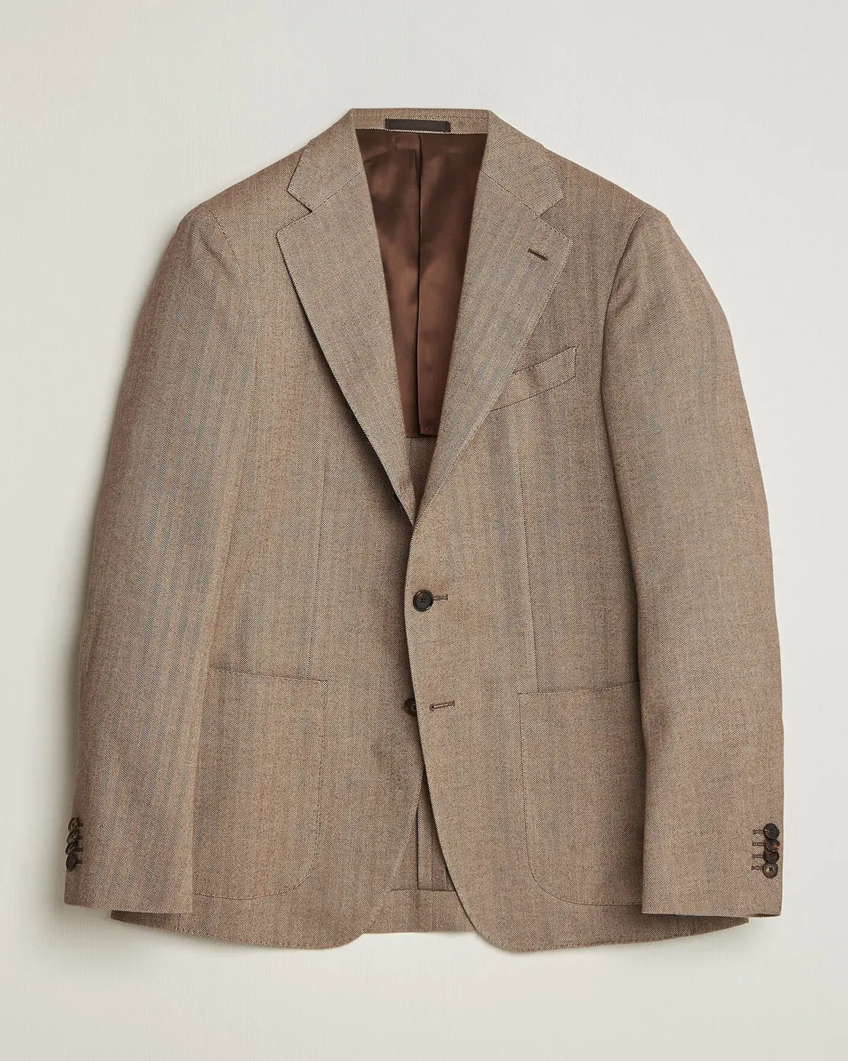 Caruso Aida Herringbone Cotton Flannel Blazer Beige