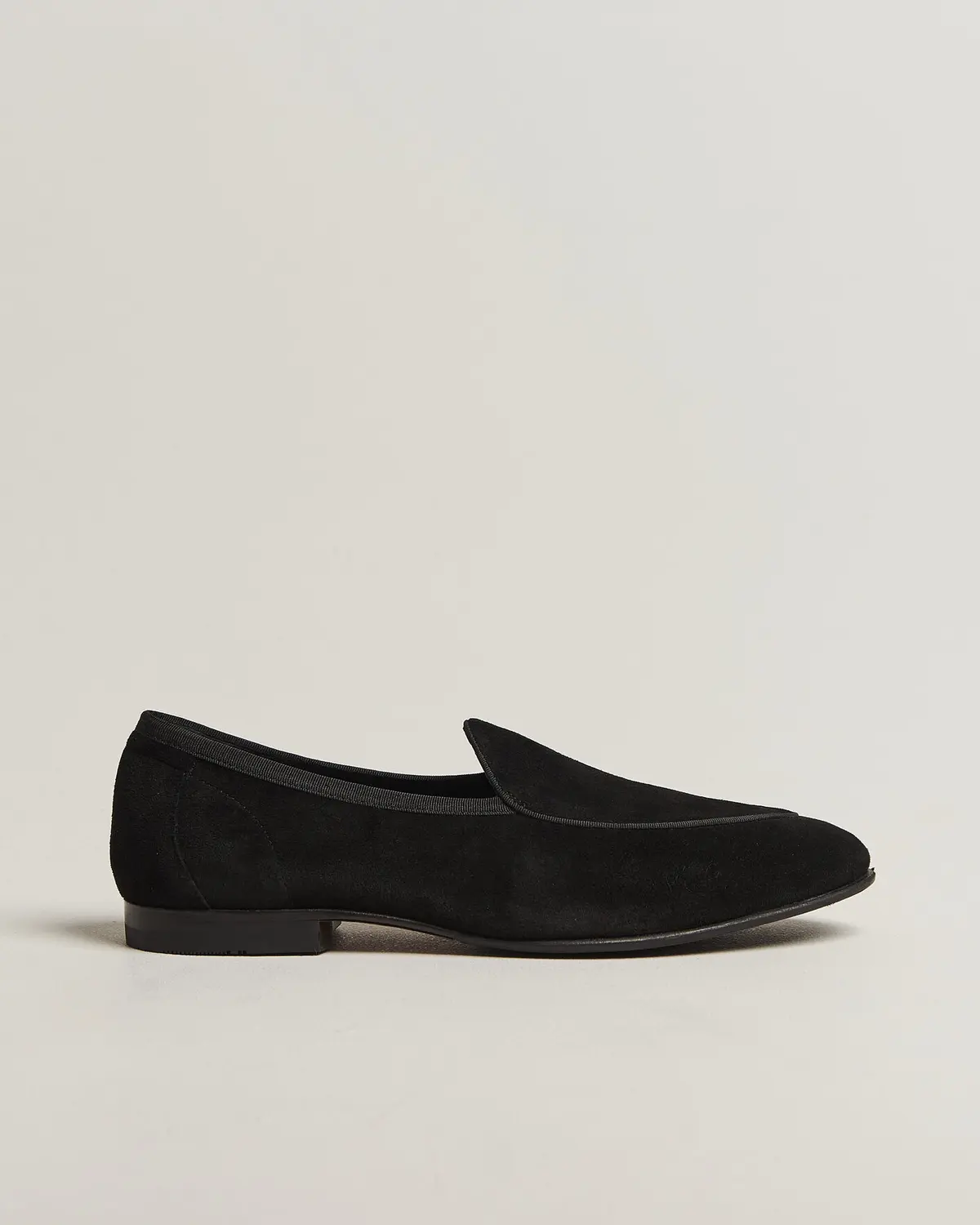 Loake 1880 Belgrave Black Suede Belgian Loafer Black