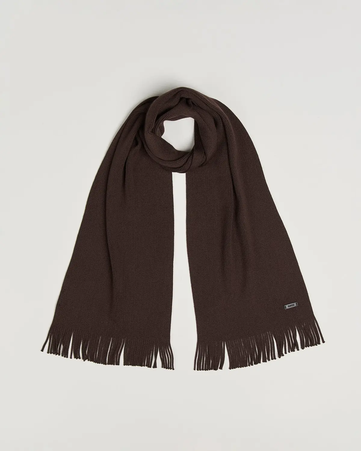 BOSS BLACK Albas Wool Scarf Dark Brown