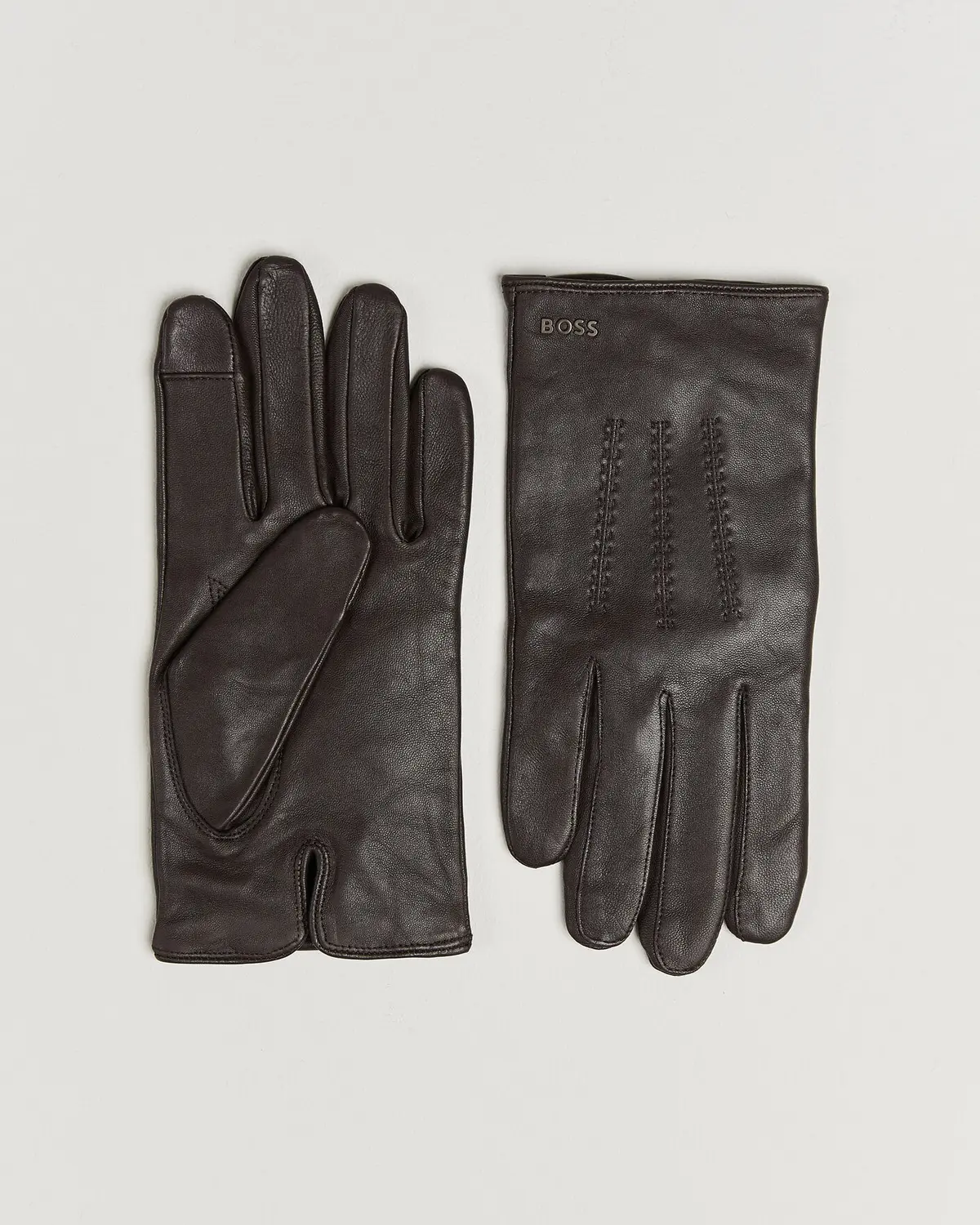 BOSS BLACK Hainz Leather Glove Dark Brown