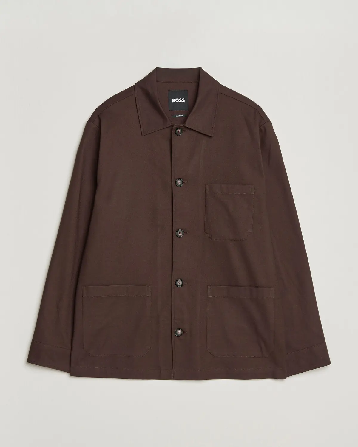 BOSS BLACK Cai Cotton Overshirt Dark Brown