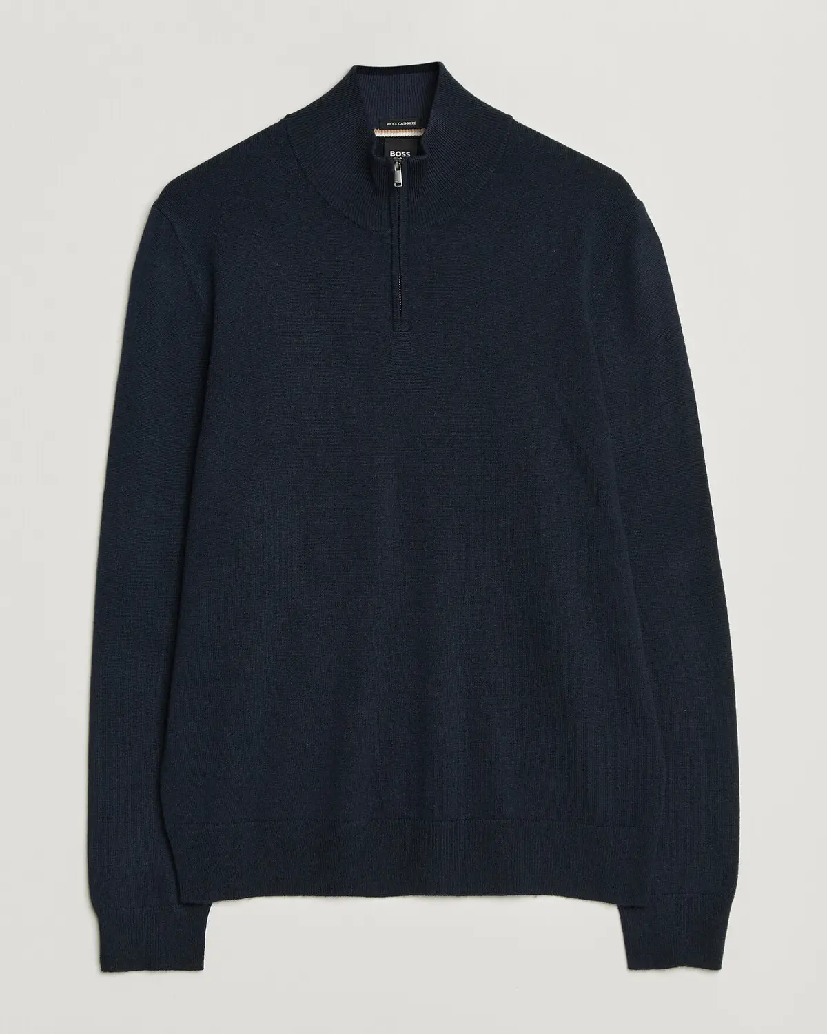 BOSS BLACK Hemarlo Wool/Cashmere Half Zip Dark Blue