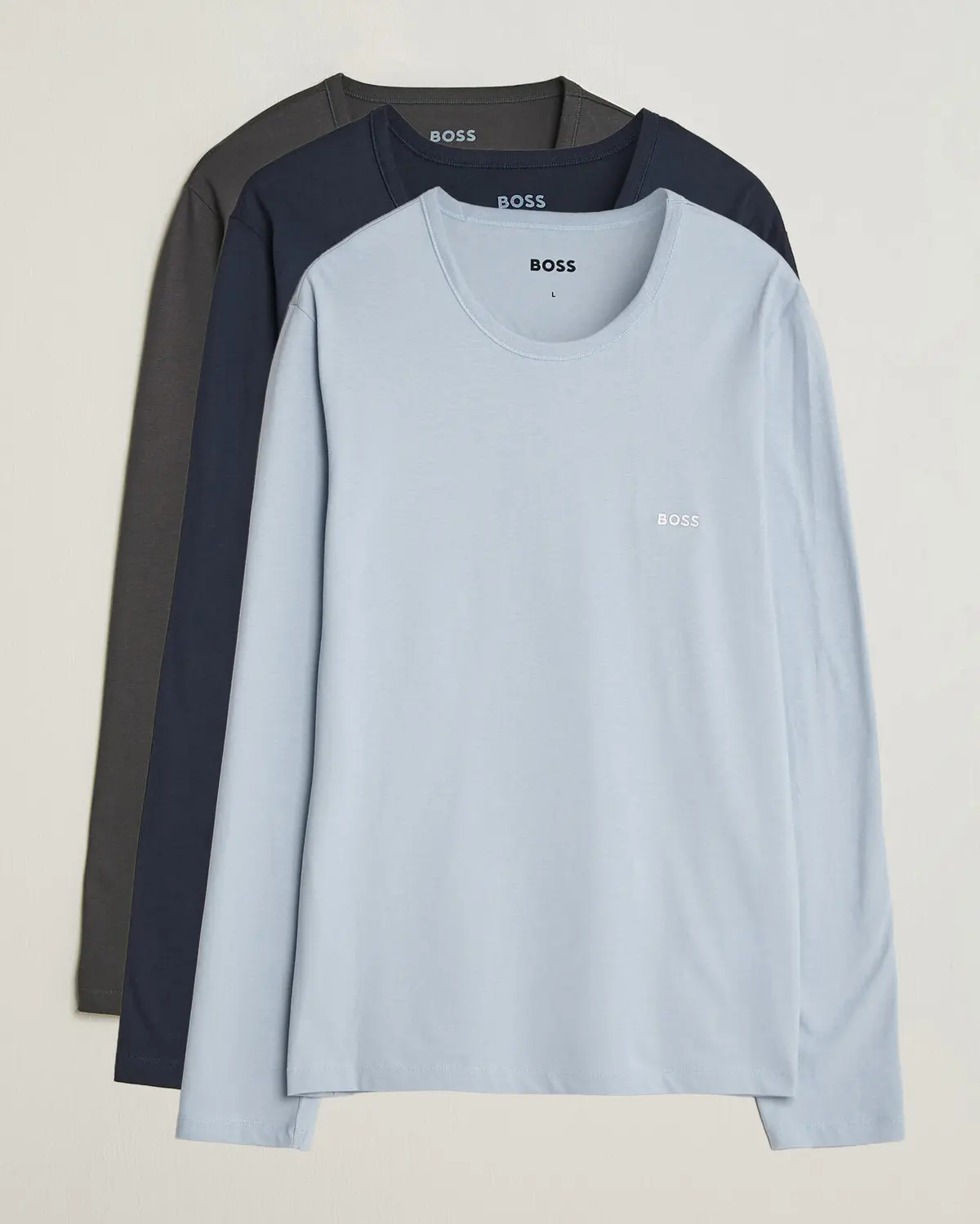 BOSS BLACK 3-Pack Long Sleeve T-Shirt Blue/Navy/Grey