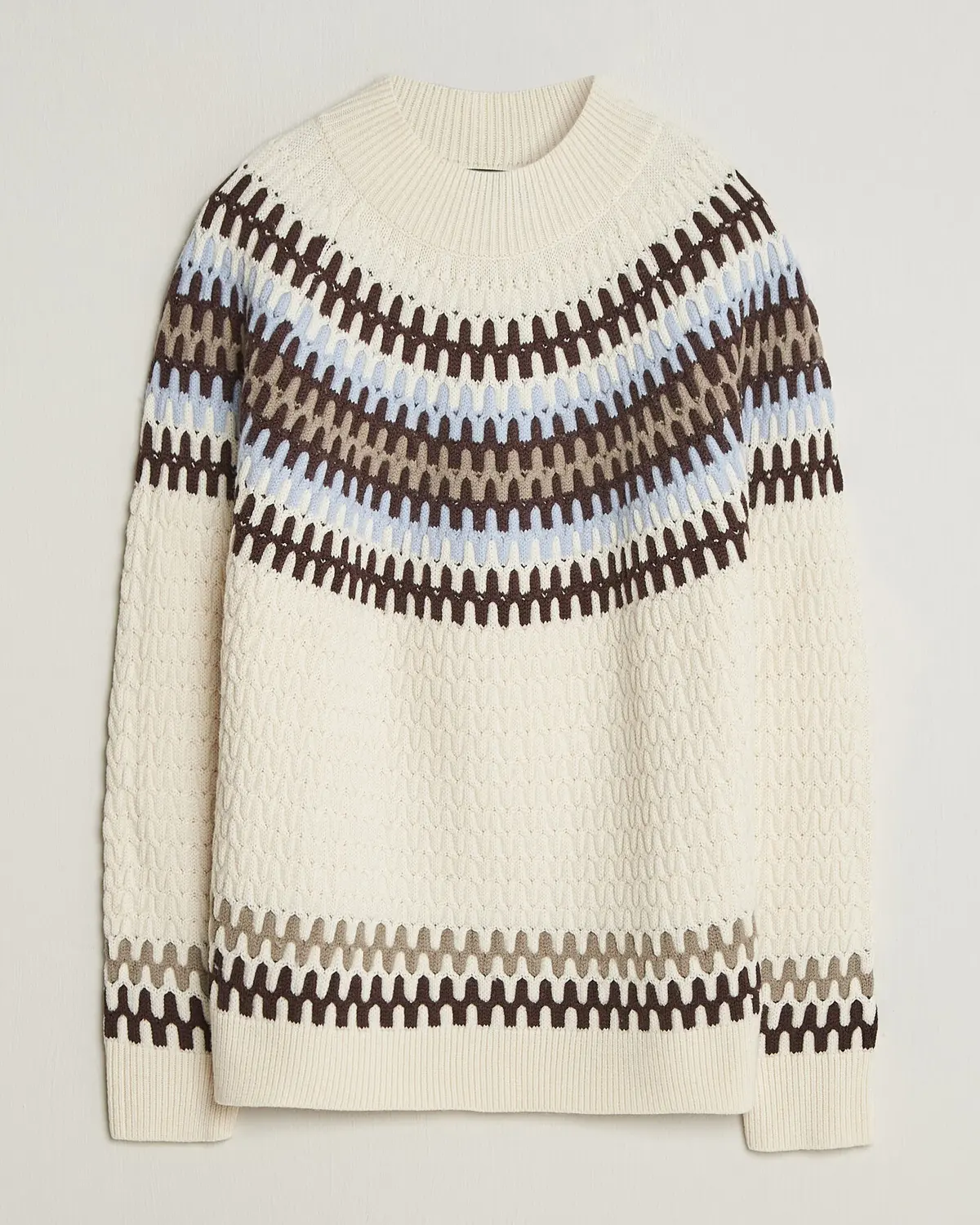 BOSS BLACK Fiotto Wool Fairisle Sweater Open White