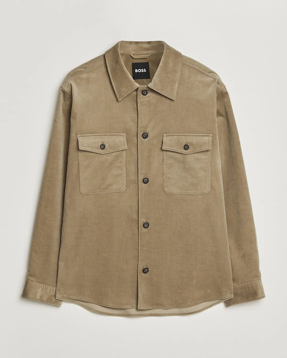 BOSS BLACK Carper Corduroy Overshirt Open Brown