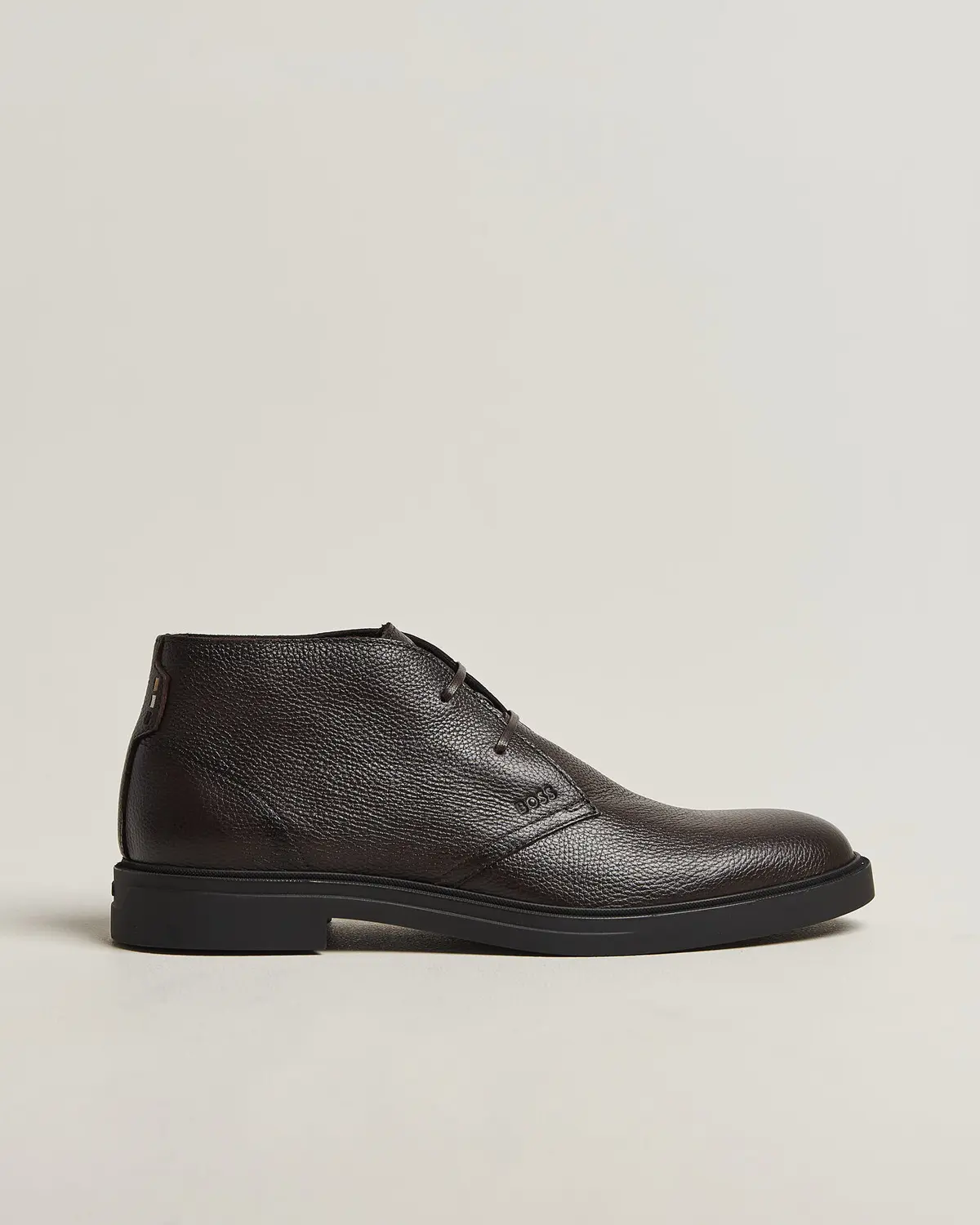 BOSS BLACK Calev Grained Leather Chukka Boot Dark Brown