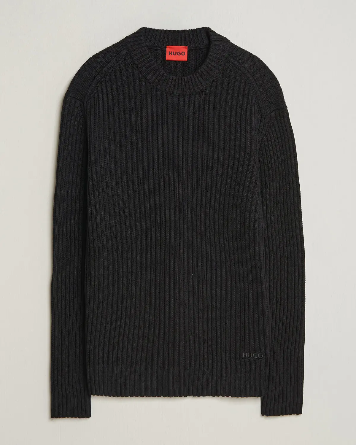 HUGO Sribban Cotton Knitted Sweater Black