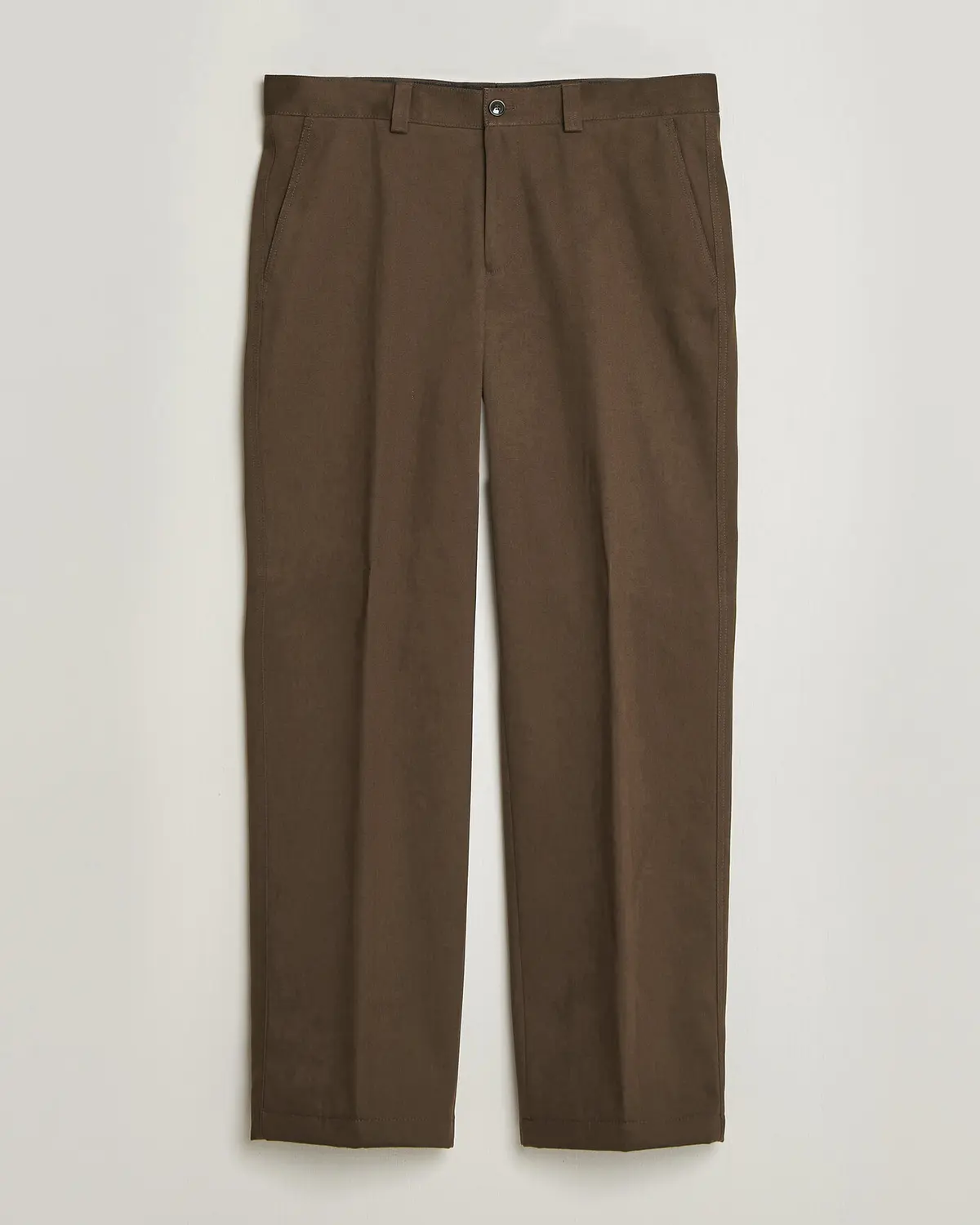 BOSS CAMEL Pave Brushed Cotton Pleated Trousers Open Green