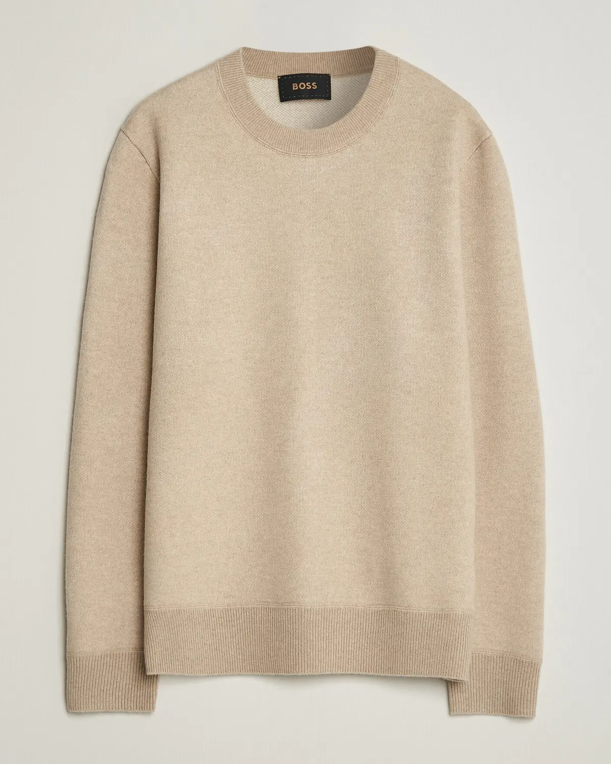 BOSS CAMEL Farrison Wool Knitted Sweater Light Beige