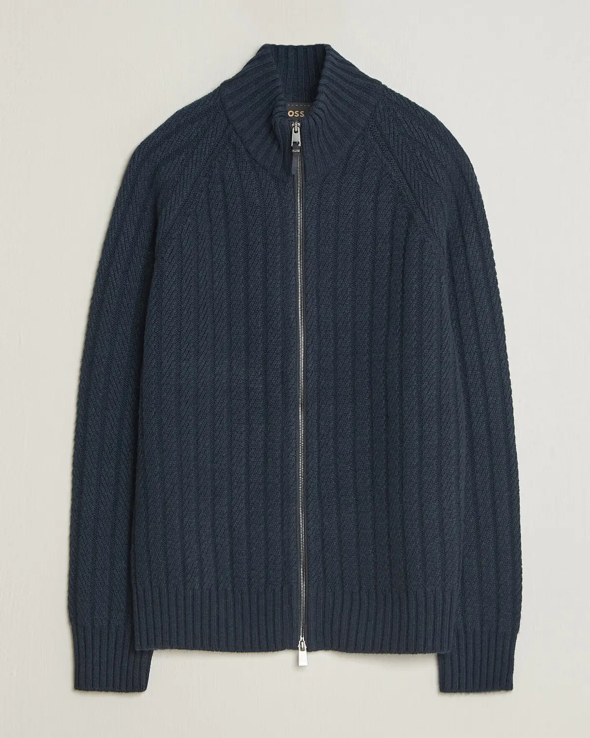 BOSS CAMEL Filane Cashmere Knitted Full Zip Dark Blue
