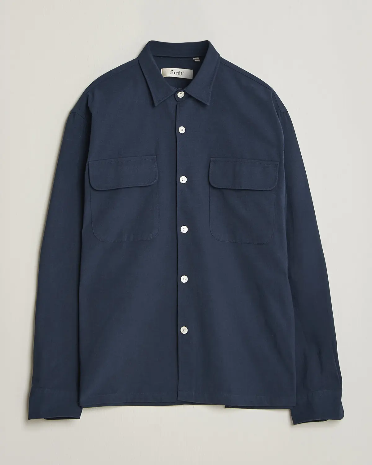 Forét Lunar Relaxed Fit Textured Overshirt Navy