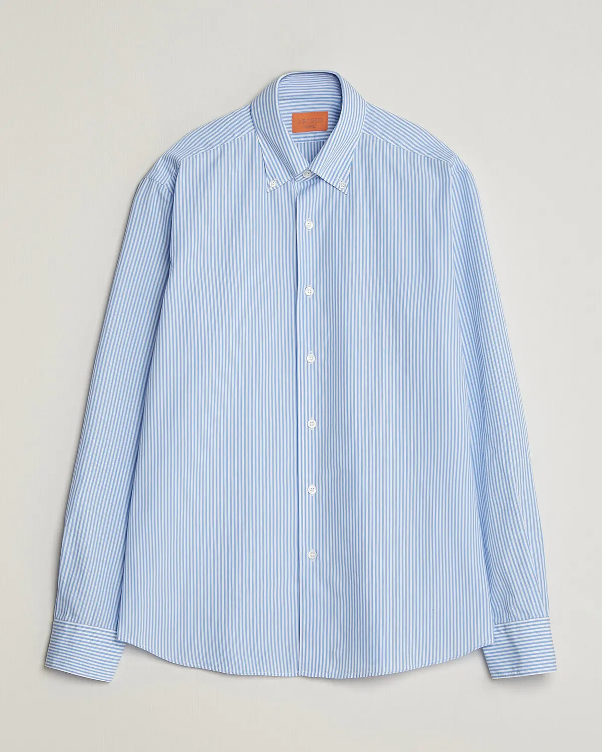 Grigio Popeline Button Down Shirt Light Blue Stripe