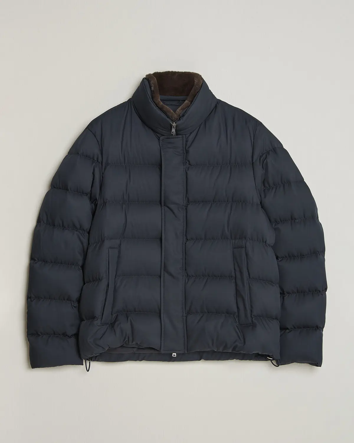 Herno Faux Fur Down Jacket Navy