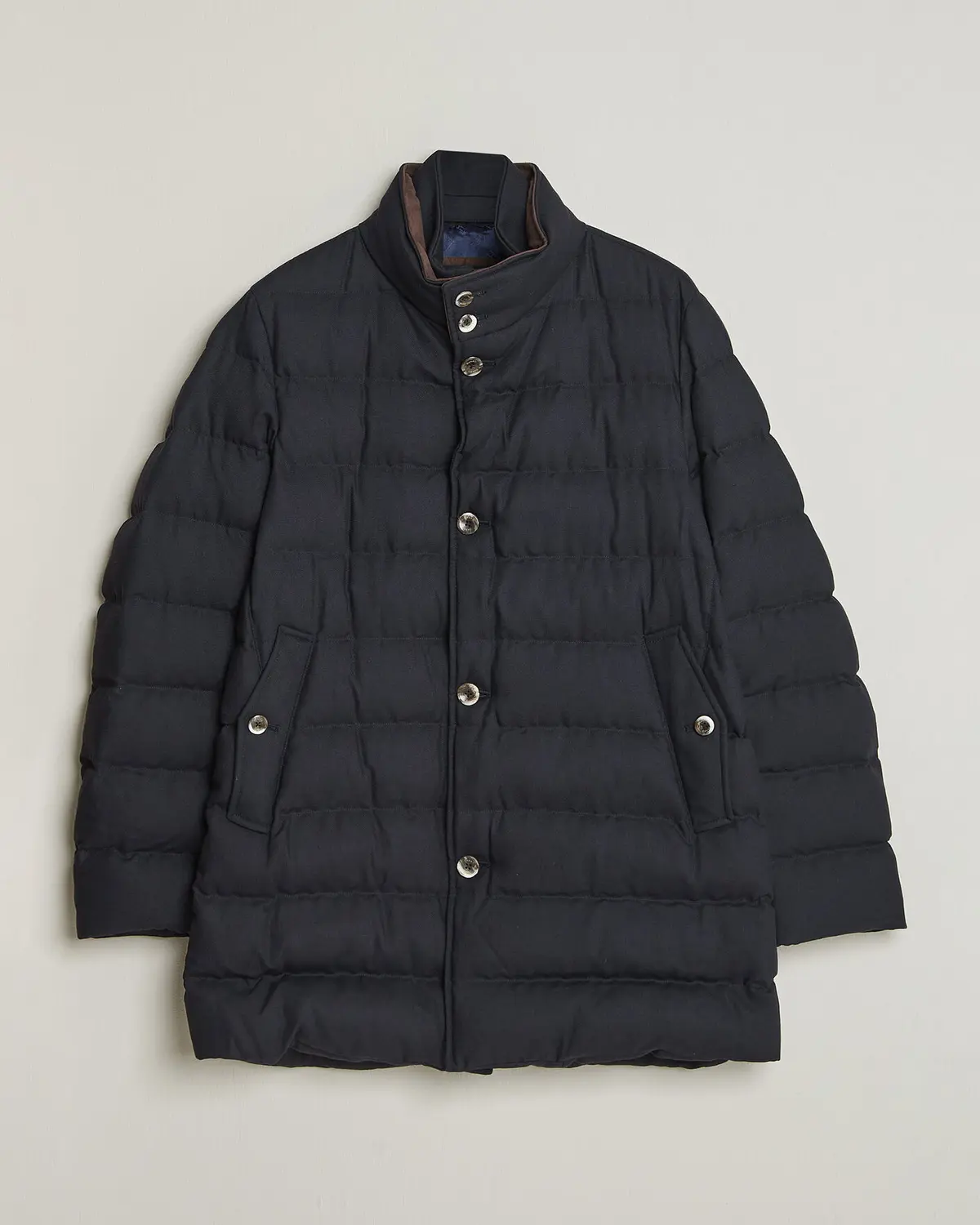 Herno Flannel Down Coat Navy
