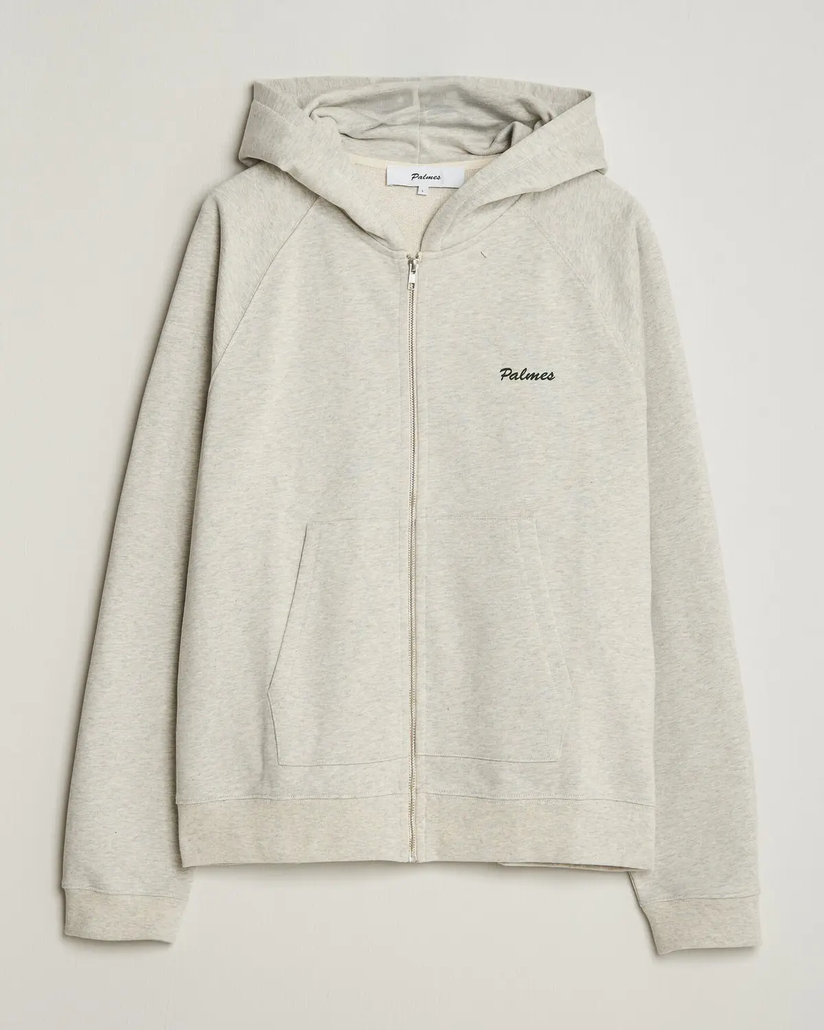 Palmes Logo Zip Hoodie Grey Melange
