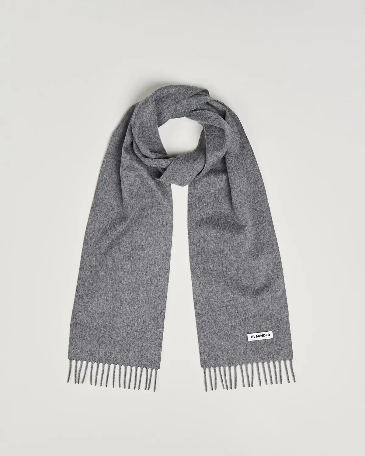 Jil Sander Plain Logo Scarf Grey Melange