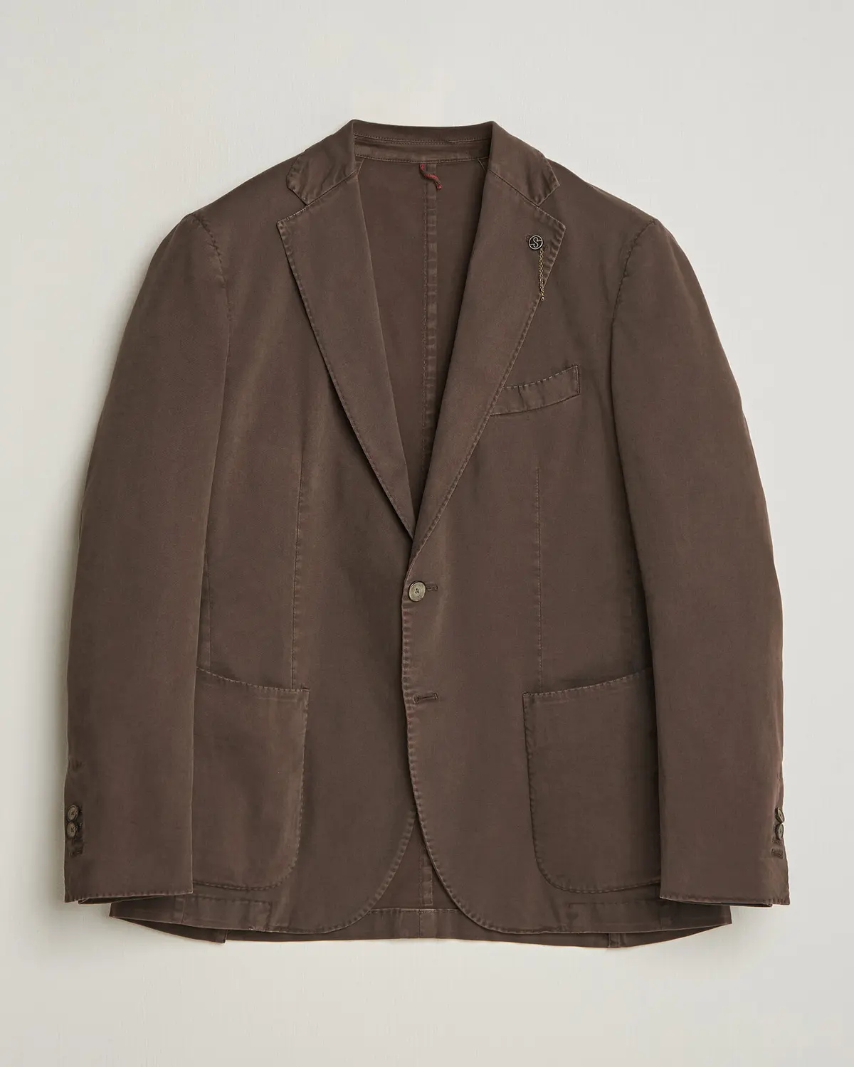 Santaniello Washed Cotton Patch Pocket Blazer Brown
