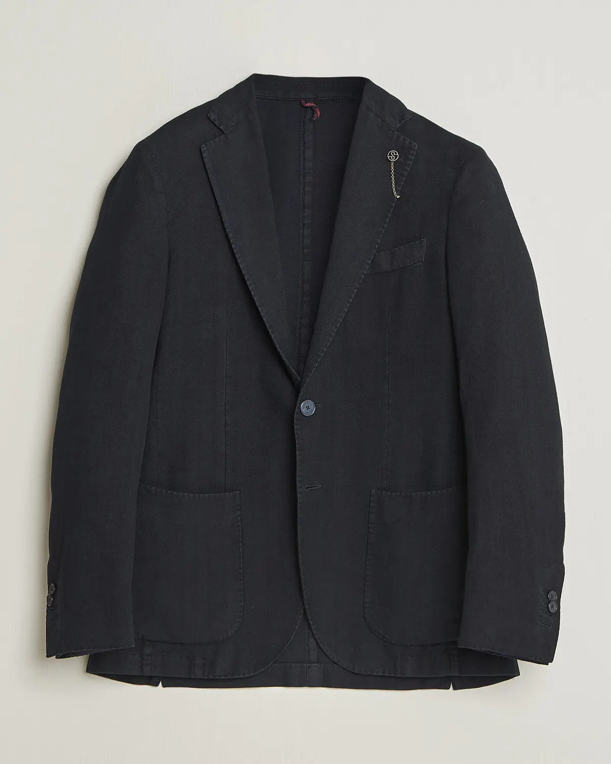 Santaniello Soft Touch Cotton Herringbone Blazer Navy