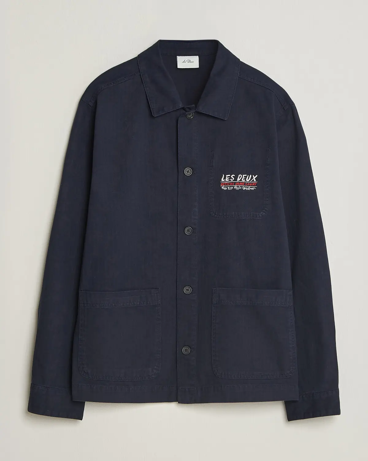 Les Deux Herringbone Artist Overshirt Dark Navy