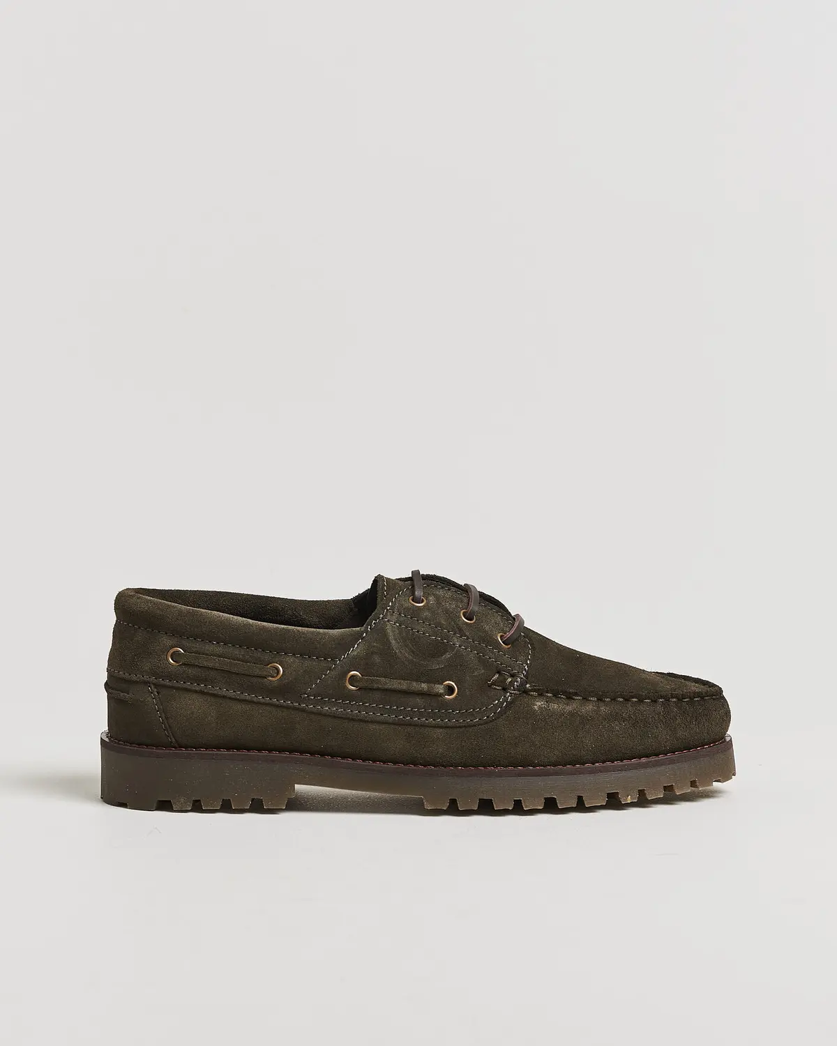 Les Deux Suede Boatshoe Rosin Green