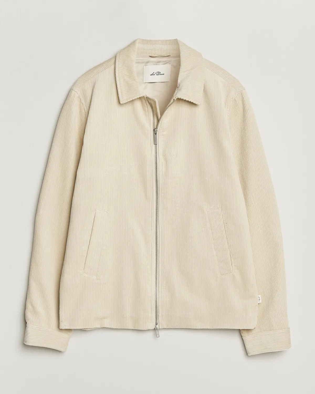 Les Deux Corduroy Zipper Coach Jacket Ivory