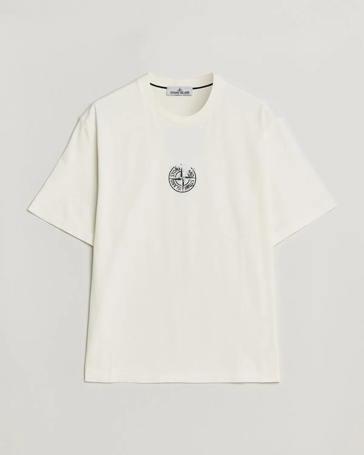Stone Island Vertical Placement Print Cotton T-Shirt Ivory
